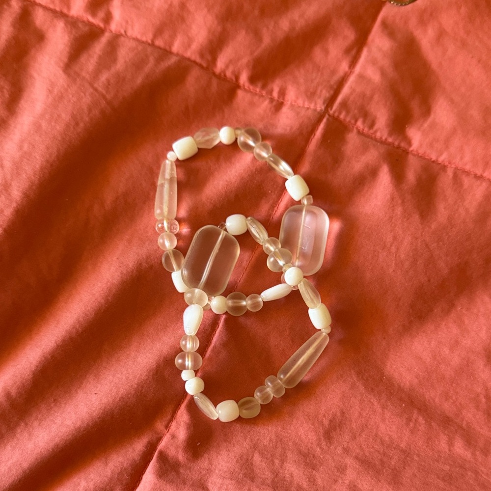 Elegant Clear and White Beaded bracelets